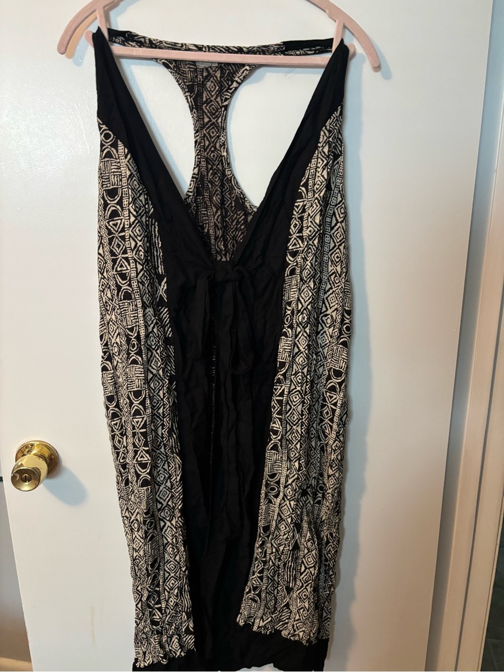 Aztec Print Maximalist Racerback Tie Front Sleeveless Cardigan